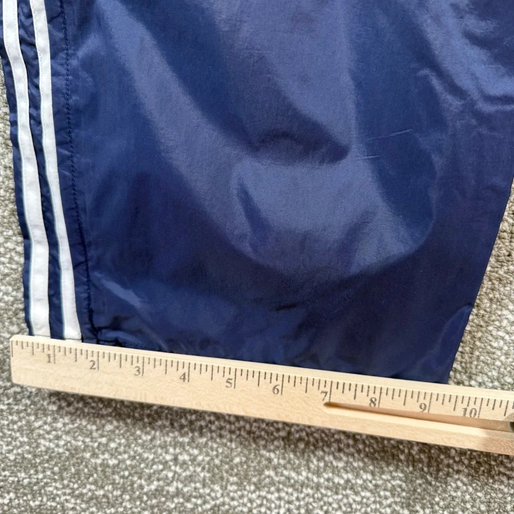 Adidas Track Windbreaker Pants Mens M Blue 3-Stripe Mesh Lined Zipper Hem Jogger - Picture 10 of 11